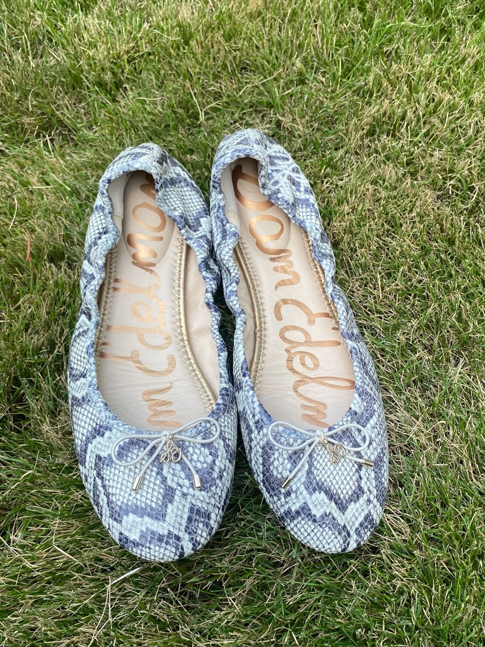 Sam Edelman Felicia Ballet Roccia Snake Print Gray Cream